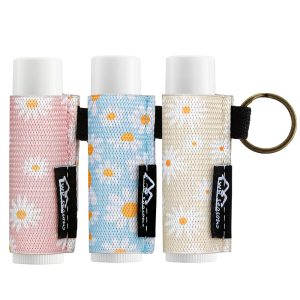 WK IEASON Lip Balm Holder Keychain, Stocking Stuffers for Women, 3PCS Clip on Lip Gloss Holder Compatible With Chapstick,Burt's Bees Sleeves Holder Key Chains Women Cute Elastic Lipstick Holder