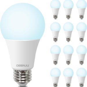 A19 LED Light Bulbs Daylight 5000K, 100 Watt Equivalent LED Bulbs, 1500 LM, 15000 Hours, E26 Base, Non-Dimmable, 13W Bright White LED Bulbs for Bedroom Living Room Home Office, 12 Pack