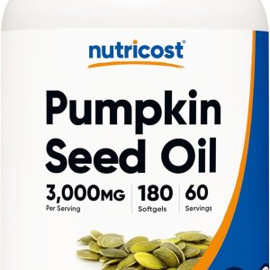 Nutricost Pumpkin Seed Oil (3,000mg) 180 Softgels - GMO-Free, Gluten-Free, Dietary Supplement, 60 Servings