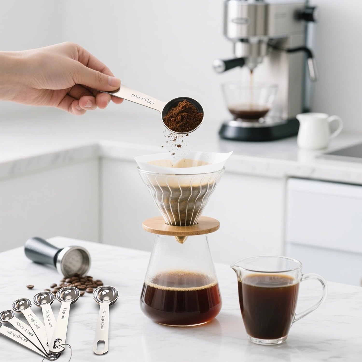 TILUCK Stainless Steel Measuring Spoons Set,Coffee Scoop Spoon,Kitchen Gadgets for Cooking & Baking,Set of (6) - Image 4