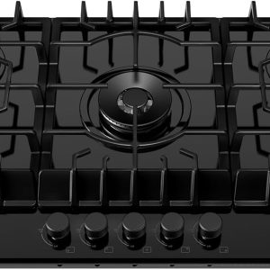 Empava 36" Gas Stove Cooktop NG/LPG Convertible with 5 Italy Sabaf Sealed Burners in Black Tempered Glass