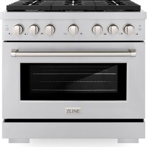 ZLINE 36 in. 5.2 cu. ft. Gas Range with Convection Gas Oven in Stainless Steel with 6 Brass Burners (SGR-BR-36)