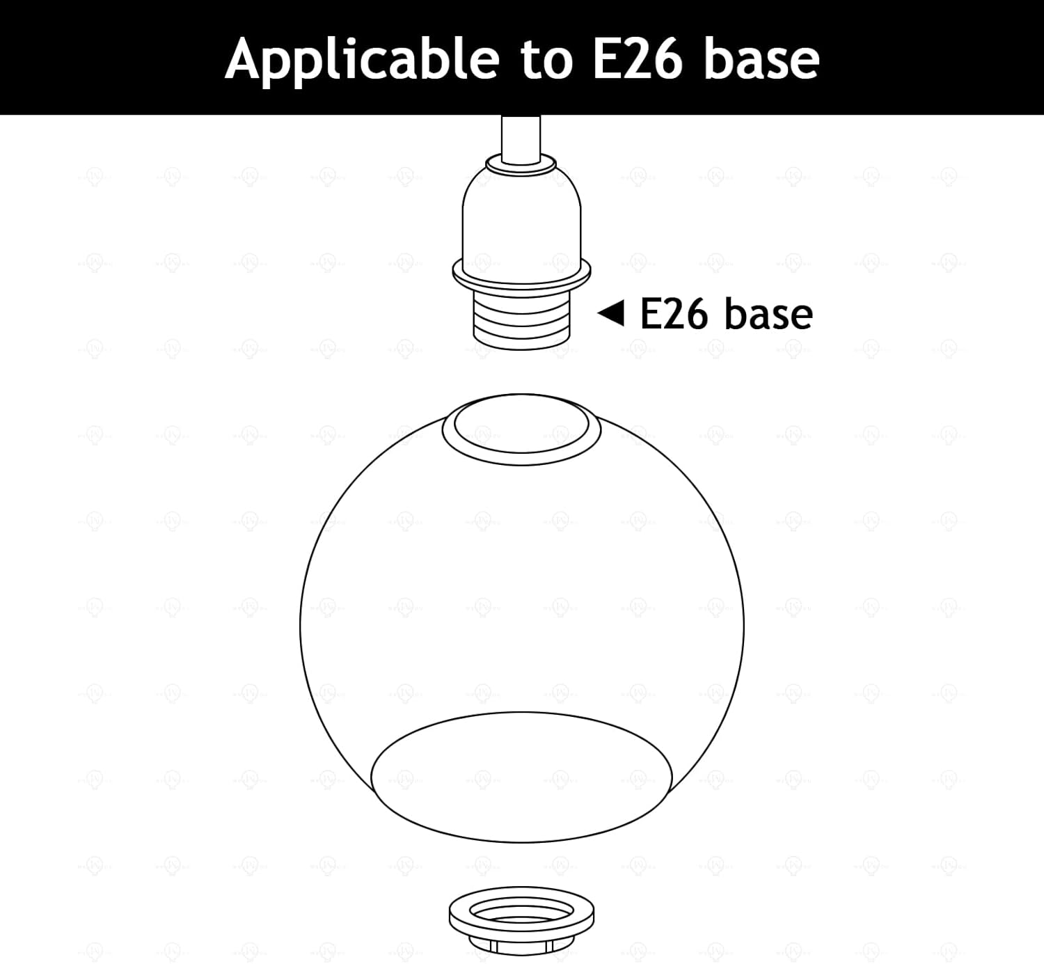 Diameter 7.87 Inch, Height 6.88 Inch,E26 Base 1-5/8 Inch Fitter,Double Hole White Glass Spherical Lampshade For Pendant lLmps And Floor Lamps - Image 7
