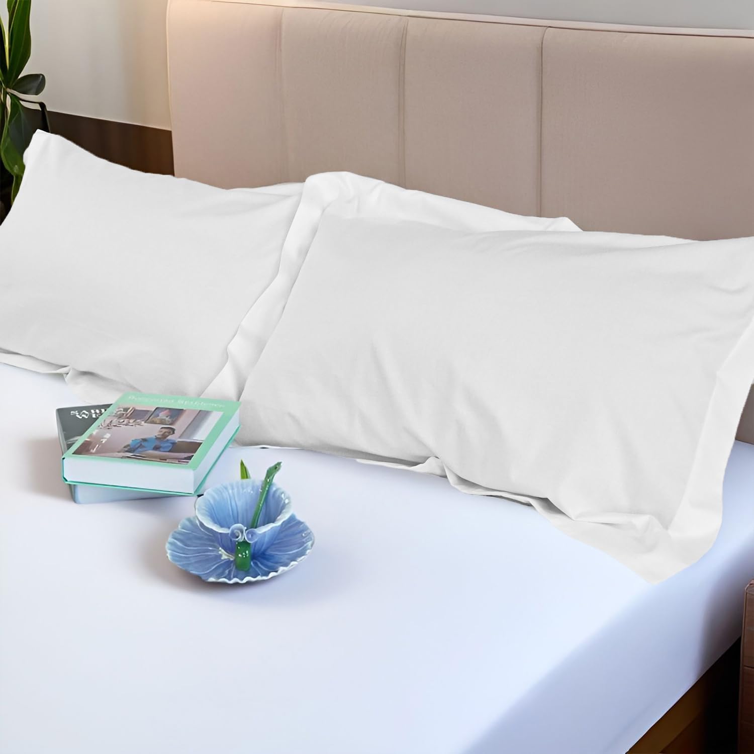 400 Thread Count, 100% Cotton, Envelope Pillowcase Set of 2 Pillow Covers, Breathable, Cooling, Soft for Quality Sleep (Colour Prime White, Standard(20 * 26)) - Image 2