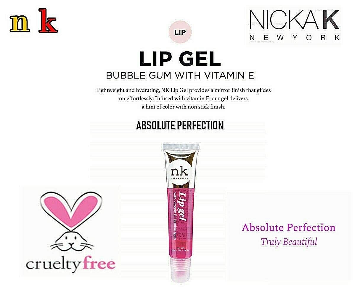 4 Pack Nicka K Lip Gel (CLEAR, STRAWBERRY, CHERRY, BUBBLE GUM) - Image 5