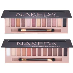 2 Pack Makeup Eyeshadow Palette Kit,12 Colors Nude Matte Smokey Shimmer Glitter Eye Shadow Palette,Blendable Rich Colors,Waterproof Professional Beauty Palette Kit with Double-Ended Makeup Brush