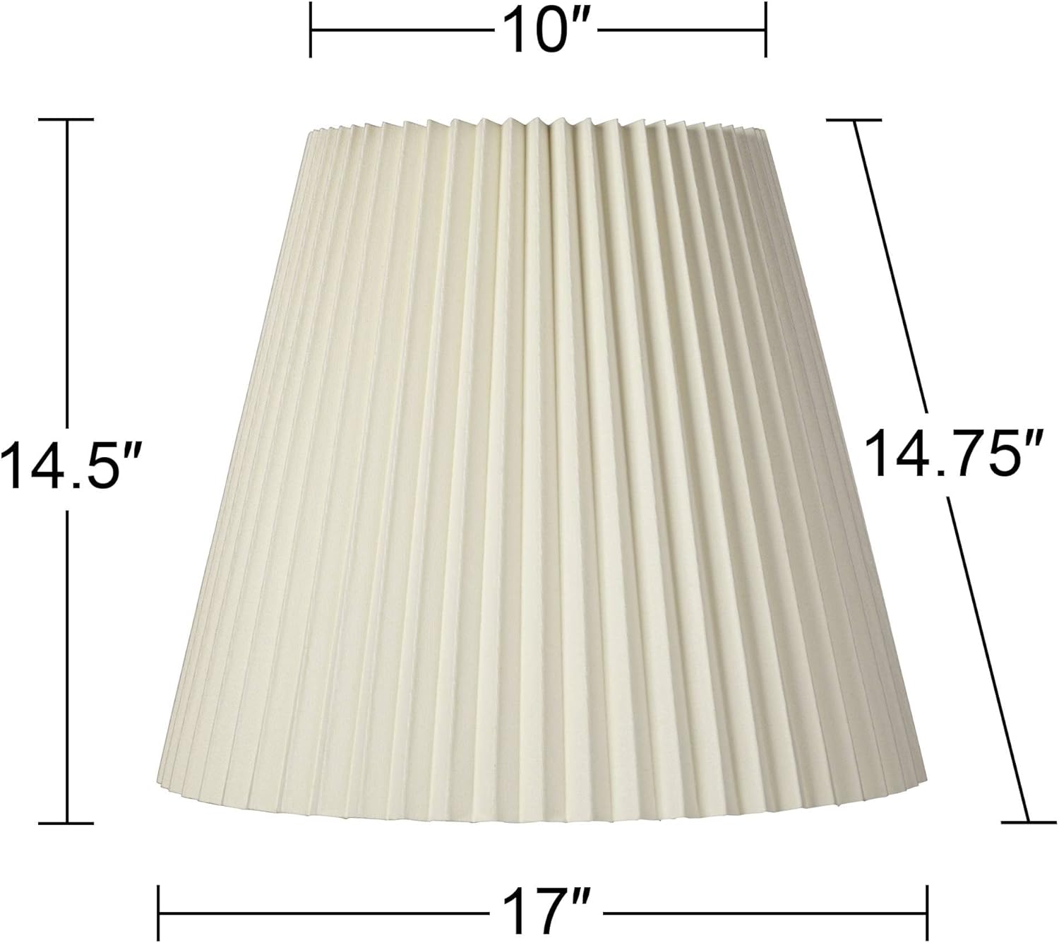 10" Top x 17" Bottom x 14 1/2" High x 14 3/4" Slant Lamp Shade Replacement Large Ivory White Bell Round Traditional Pleated Spider Harp Finial - Springcrest - Image 4