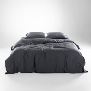 Olive + Crate Luxury 100% Lyocell Eucalyptus Duvet Cover Set Queen Size, Tencel 3PC Vegan Bedding Set, Super Soft Black Cooling Duvet Cover for Hot Sleepers & 2 Pillowcases, Charcoal (90" x 88")