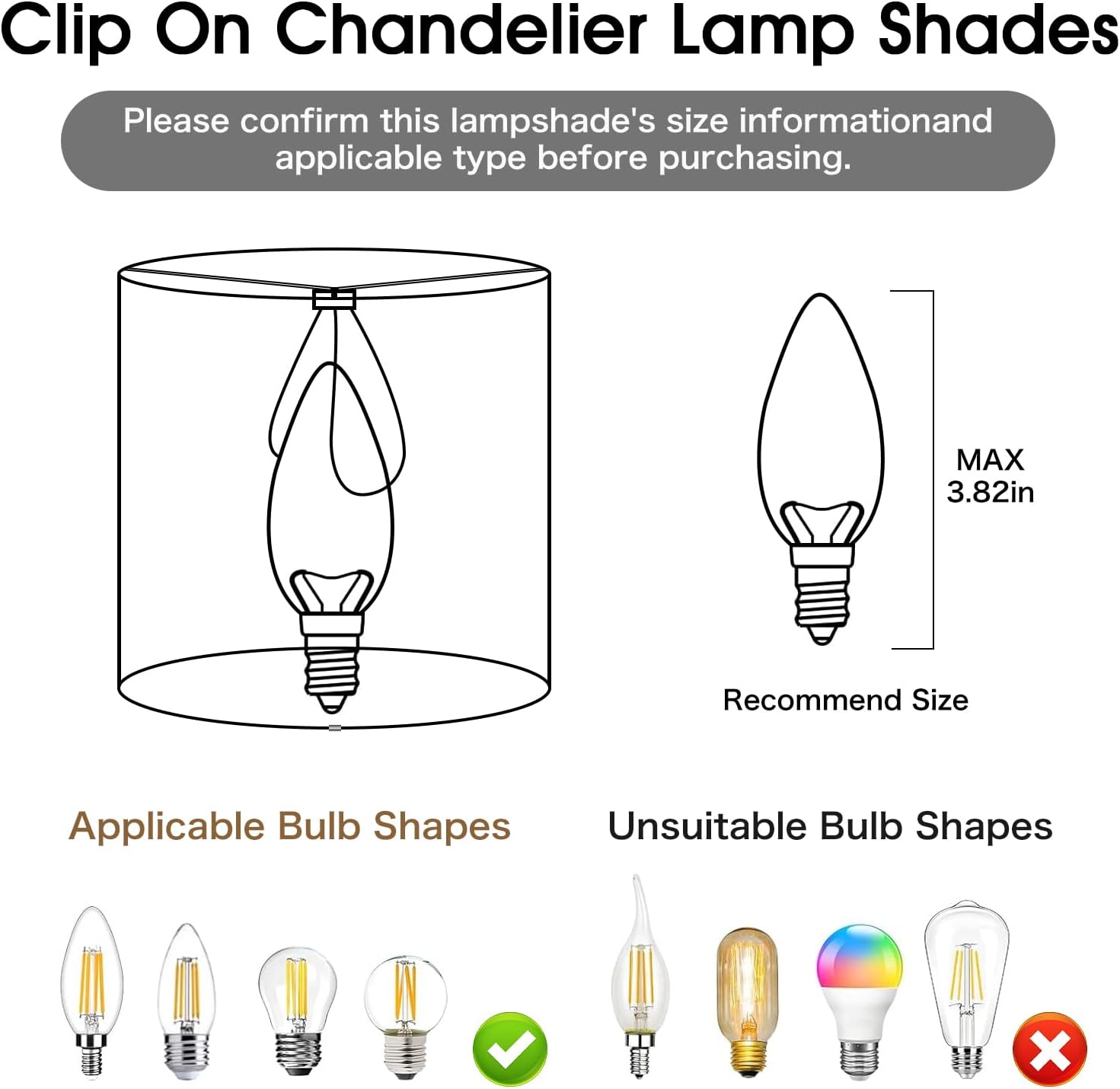 Chandelier Lamp Shades, Small Lamp Shades Clip-on Bulbs Only for Candelabra Bulbs, White Chandelier Shades 6 Pcs, Mini Lampshades for Chandeliers 5.1" X 5.1" X 5.3, Home Decor Fabric Linen Lampshade - Image 5