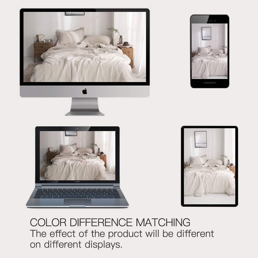 Simple&Opulence 100% Washed Linen Duvet Cover Set with Embroidered,3 Pieces Soft Farmhouse Comforter Set with Button Closure,1 Duvet Cover and 2 Pillowshams(King,Natural Linen) - Image 7