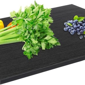 Noodle Board Stove Cover, Acacia Wood Stove Top Covers Board with Gold Handles, Stove Top Covers for Gas Burners, Extra Thick Wood Stove Top Cover Board for Kitchen Counter Space, Black