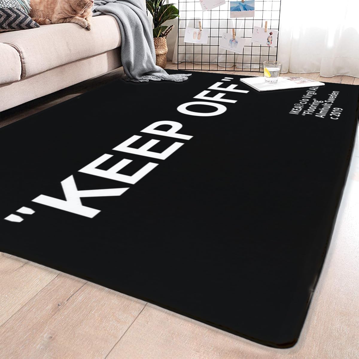 Keep Off Black Area Rug 3D Printed Pop Carpet Modern Non-Slip Floor Mat for Living Room Bedroom Wood Floor Playroom Home Decor Rugs 5' x 7' - Image 4
