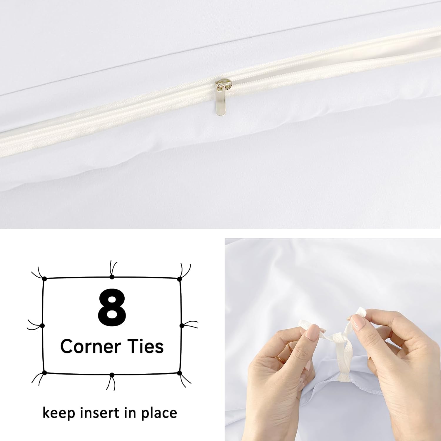 Mejoroom White Twin Duvet Cover Set - Soft and Breathable Twin Bedding with Zipper Closure, 2Pieces, 1 Duvet Cover (68x90) and 1 Pillow case(20x26) - Image 4