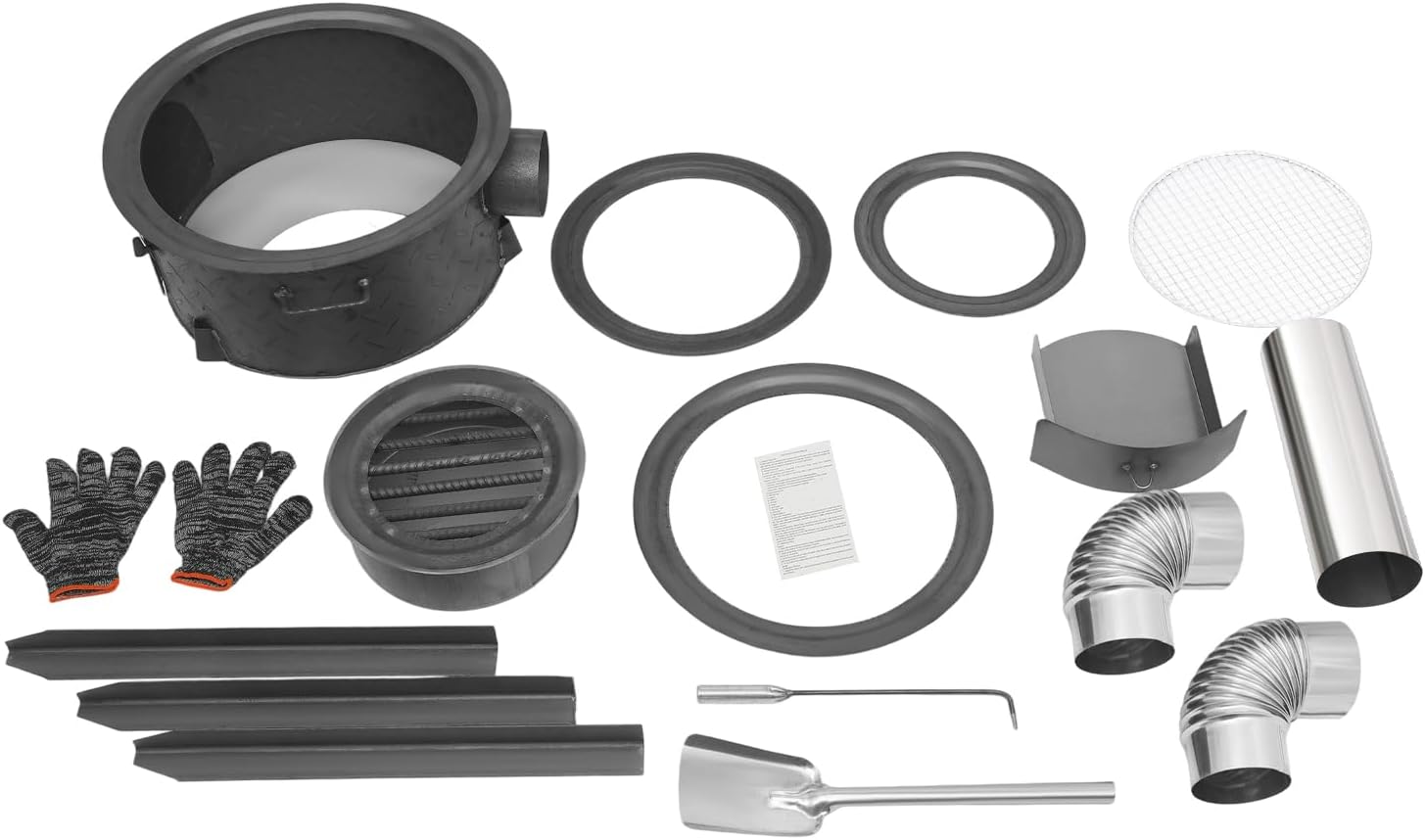 Portable Wood Burning Rocket Stove with Chimney Pipe, Heavy Duty Steel Camping Stove with Grill for Tent Heating & Outdoor Cooking for Camping, Hunting, Ice Fishing - Image 8