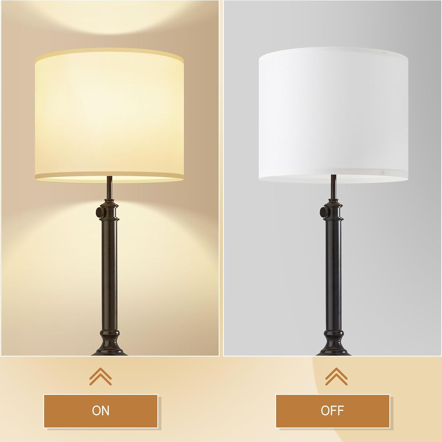 Lamp Shades Set of 2, 12"x12"x10" Large White Linen Drum Lampshade for Table Lamps Floor Lamp, Natural Linen Fabric Replacement Lamp Shade, Hand Crafted Medium Lampshade, Easy Assembly - Image 6