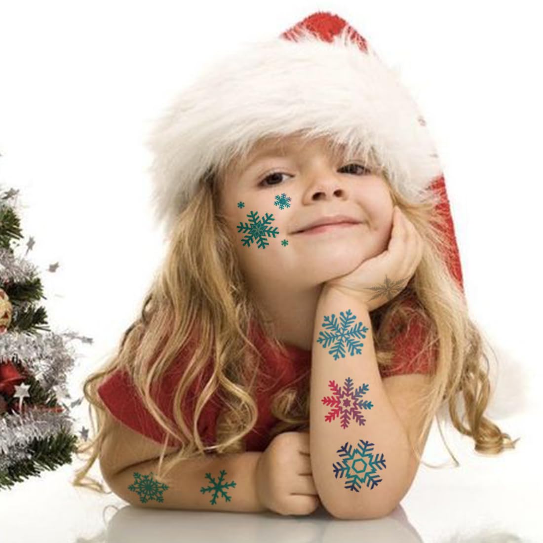Glitter Snowflake Temporary Tattoos for Kids Party Supplies - 74 Individually Sheets Glitter Winter Snowflake Tattoos for Boys Girls Holiday Party Favors - Image 3