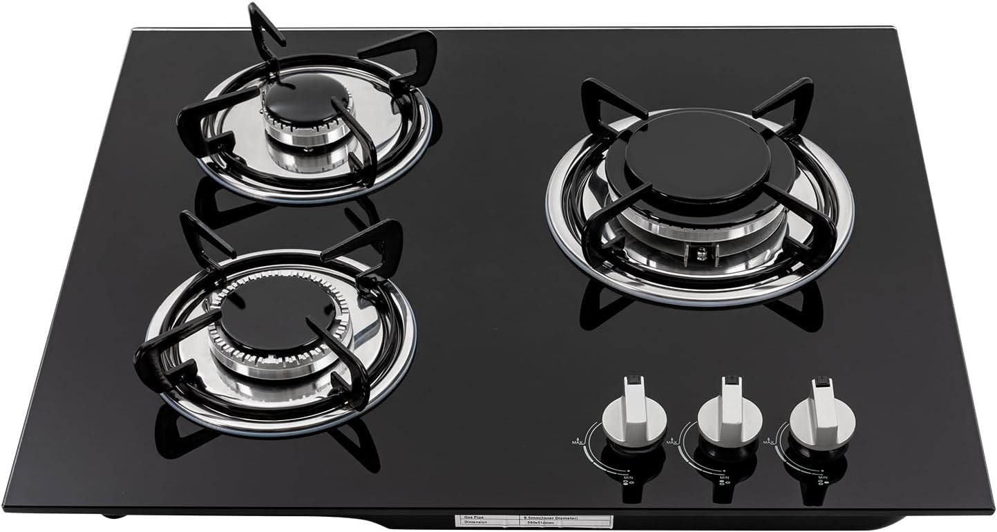 Built-in Gas Cooktop,3 Burners Gas Stovetop,NG Cooktops with Glass panel,countertop with Auto Shutoff, Hob for kitchen - Image 7