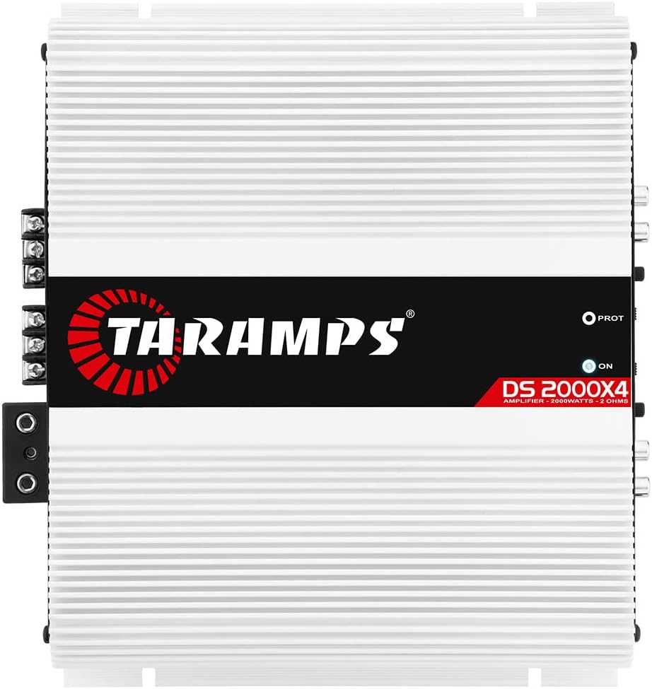 Taramp’s DS 2000×4 2 Ohms 2000 Watts RMS 4-Channel 500×4 Watts RMS, Class D Full Range, Crossover High / Low Pass Fixed Bridgedable Car Audio Amplifier