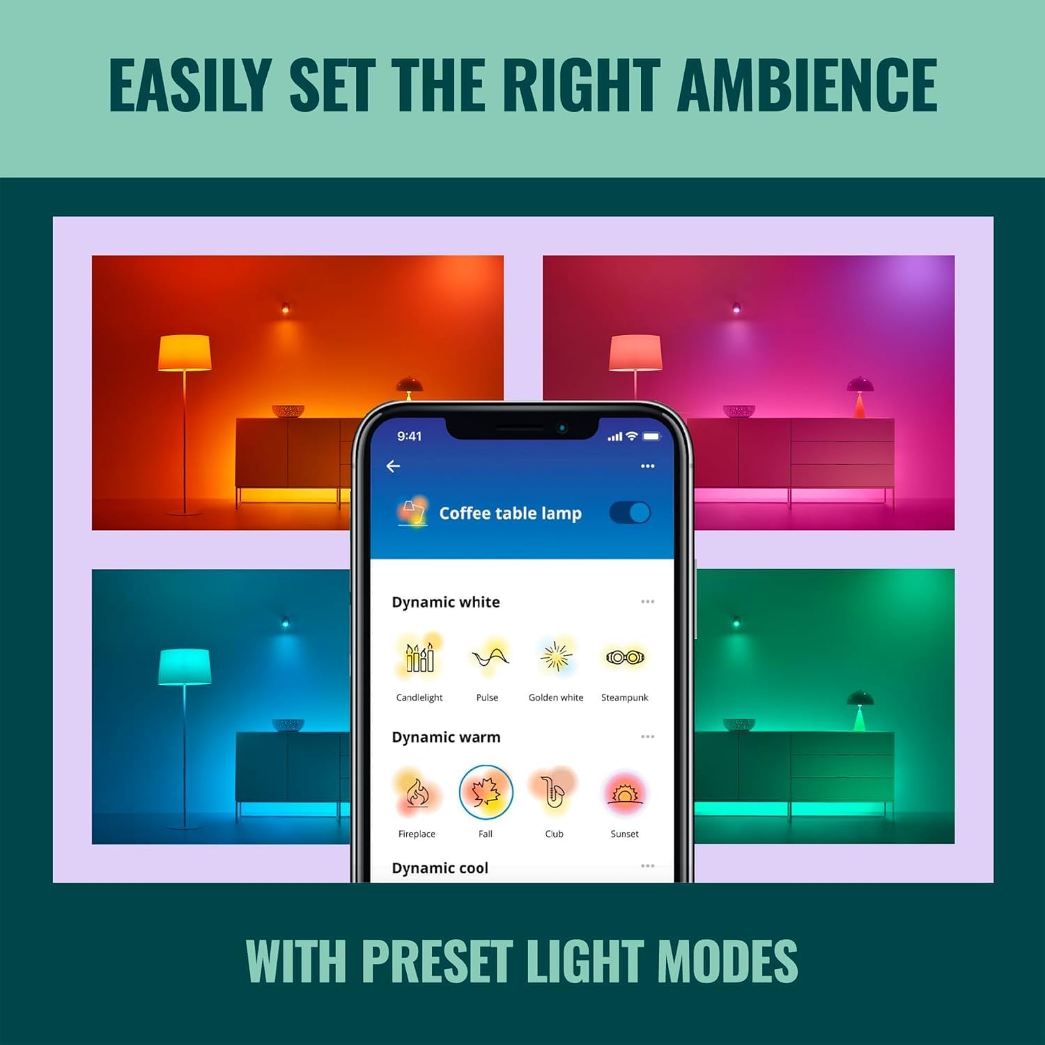WiZ Connected Smart Light Bulbs, Sunset to Sunrise Automation + Motion Detection + Control with Voice or App, Full Color A19 60W 800LM Indoor, Matter Compatible -3 Pack - Image 4