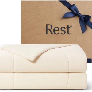 REST® Evercool® Cooling Comforter, King/Cali King, Blanket for Hot Sleepers, All Season Bedding to Keep Cool for Night Sweats, Breathable Lightweight Blanket, 106x90 Inches, Snow Ivory