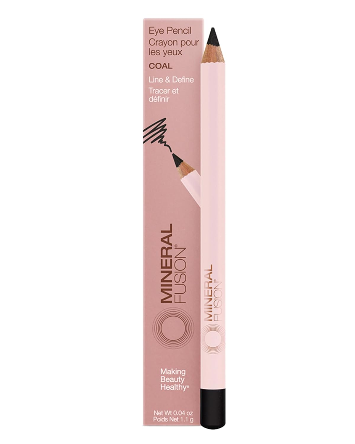 Mineral Fusion Eye Pencil (Black - Coal) - Eyeliner with Soothing Chamomile, Meadowfoam & Vitamin E - Smooth & Long Lasting, Hypoallergenic, Non-Irritating Eye Makeup