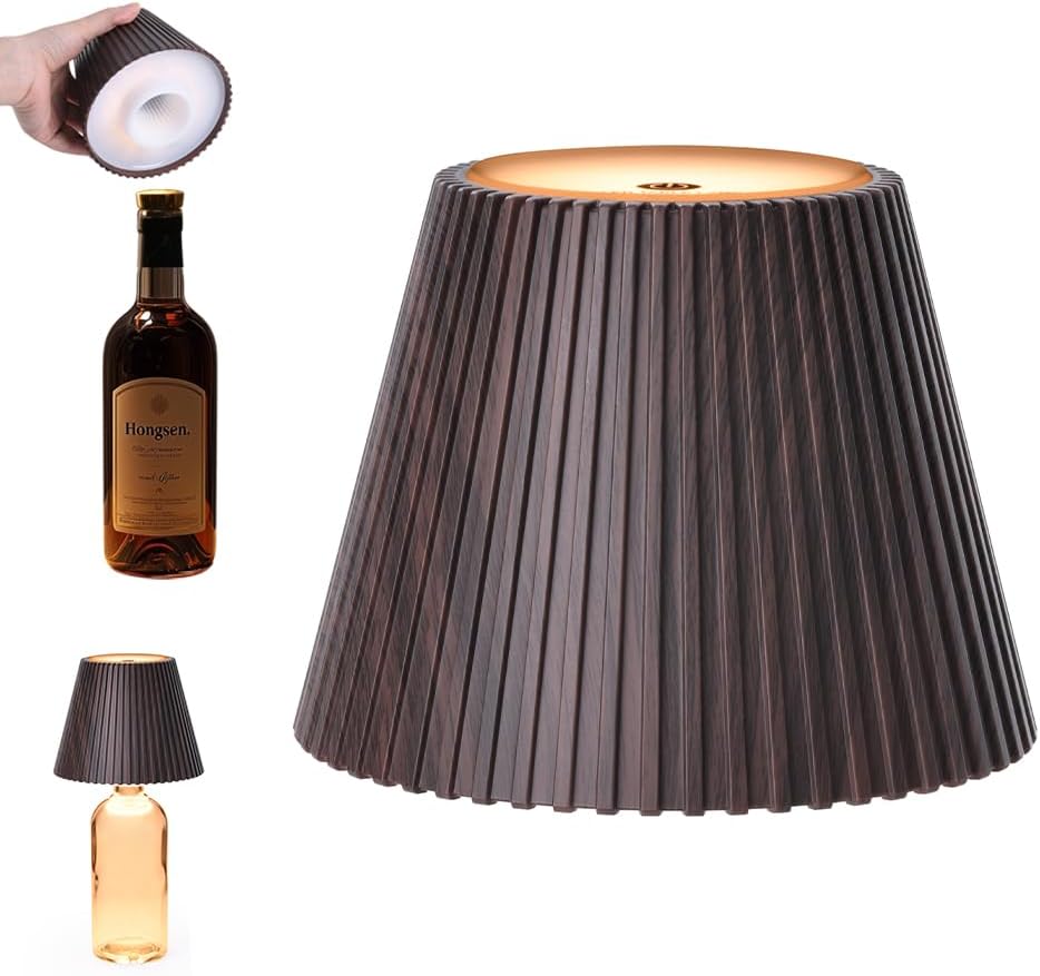 WILIT Wireless Bottle Lamp, 3-Level Brightness Cordless Table Lamp Shades, Touch Night Light for Nightstand, Battery Operated Light for Bedroom, Bar Decor&Living Room, Women Gifts, Mothers Day Gifts