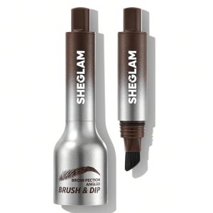 SHEGLAM Brow-Fection Angled Brush & Dip Upgraded Microblading Eyebrow Pen Long Lasting Waterproof Easy To Color-Chocolate