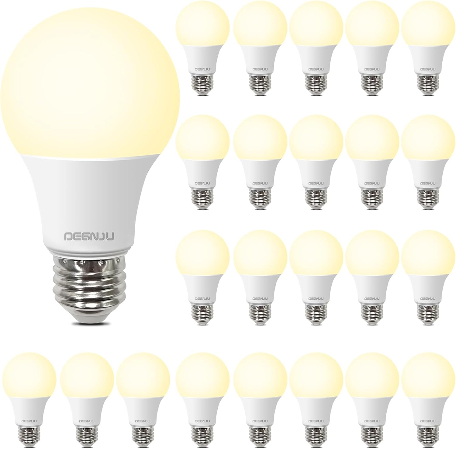 A19 LED Light Bulbs, 60 Watt Equivalent LED Bulbs, Soft White 2700K, 800 Lumens, E26 Standard Base, Non-Dimmable, 8W Warm White LED Bulbs for Bedroom Living Room, 24 Pack