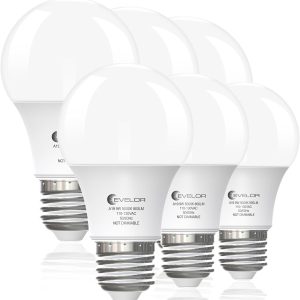 6-Pack A19 LED Light Bulbs,60 Watt Equivalent Daylight 5000K with E26 Base,Efficient 9W,800 Lumens Non-Dimmable LED Bulbs,15000 Hours, Ideal for Bedroom Living Room