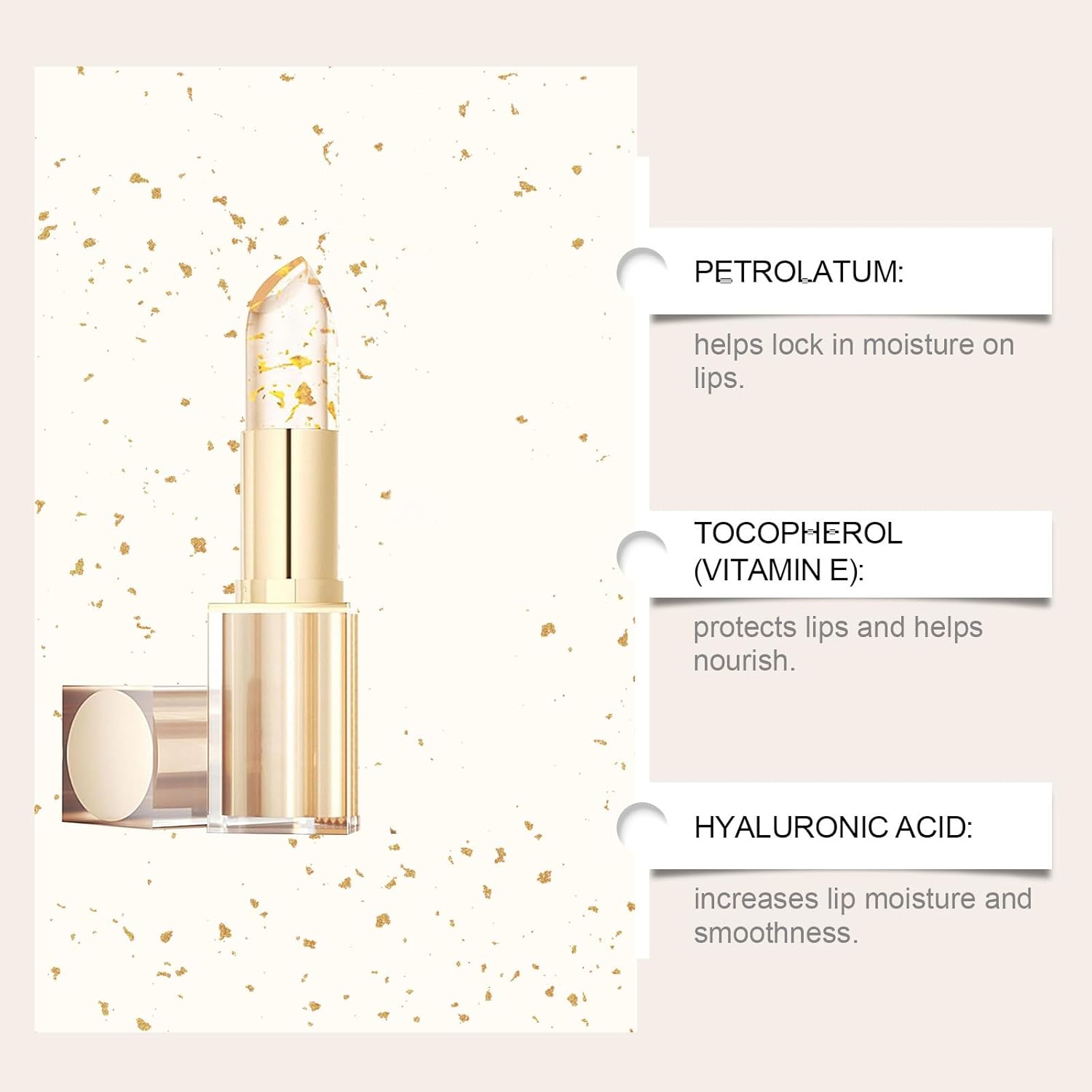 Transferproof Color Changing Lipstick,Gold Crystal Ph Lipstick Color Changing,Clear Lip stick That Changes Color,Long Lasting 24 Hours Moisturizing Glossy Shine Lip Gloss for Women (1pcs) - Image 6