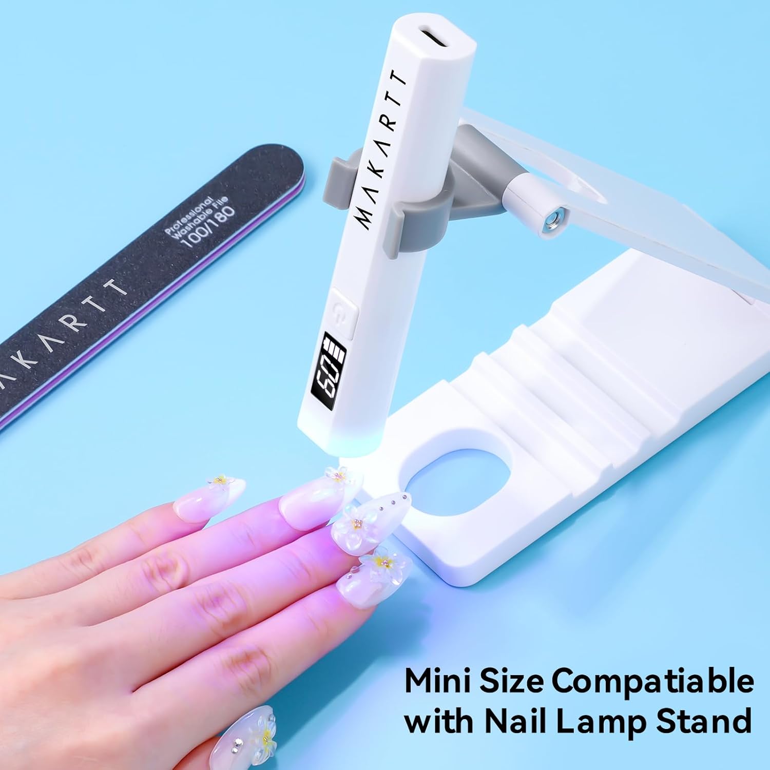 Makartt UV Light for Gel Nails: Handheld Mini Flash Cure Lamp Portable Lumière Nail Dryer for Curing Gel Polish Nail Glue Rechargeable USB Nail Light with LCD 2 Timer for Fast Drying Home Salon Use - Image 9