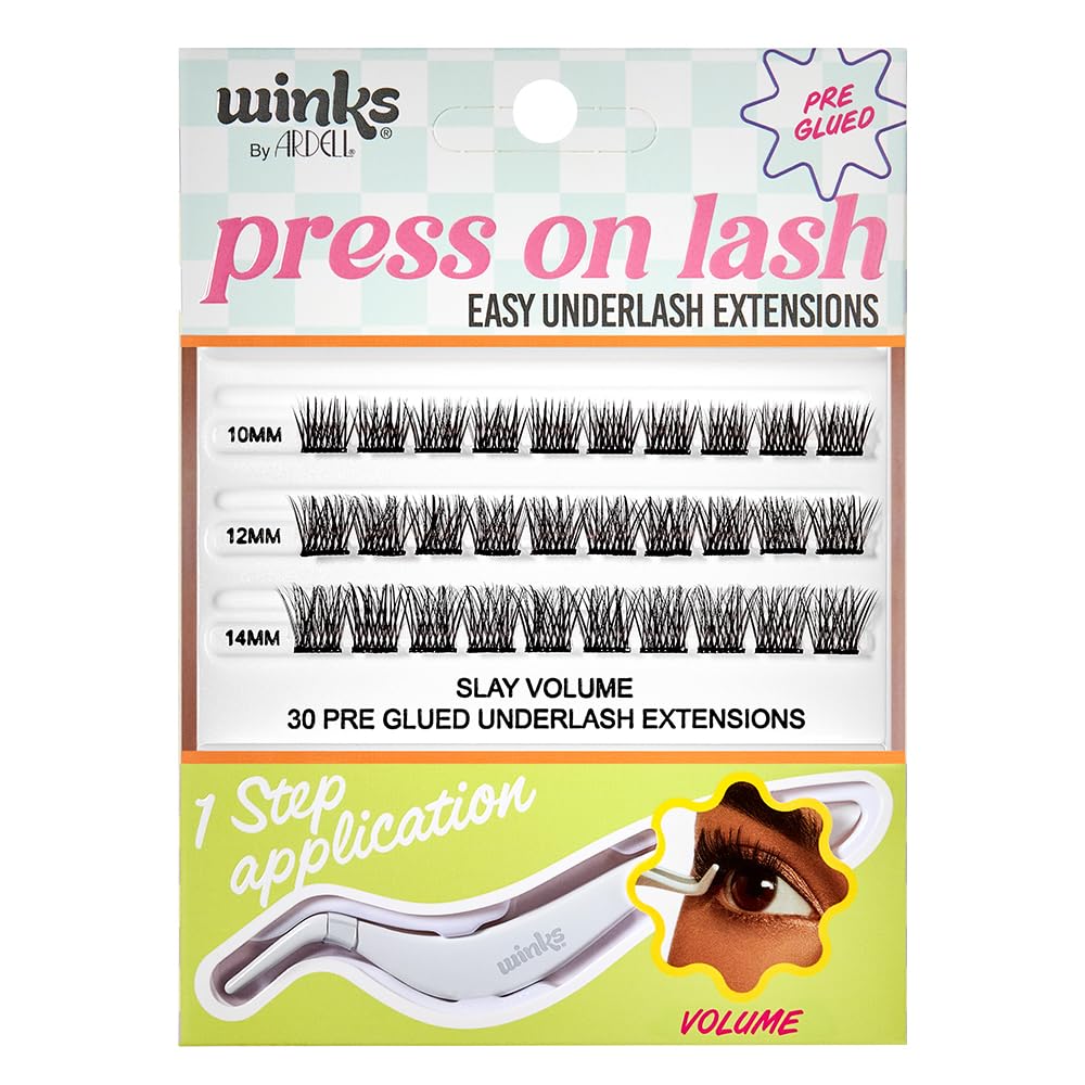 Ardell Winks Press On Eyelash Extensions, Volume - DIY Lash Clusters, 30 Individual Lashes, Natural Look Lashes with Applicator, 1 Pack