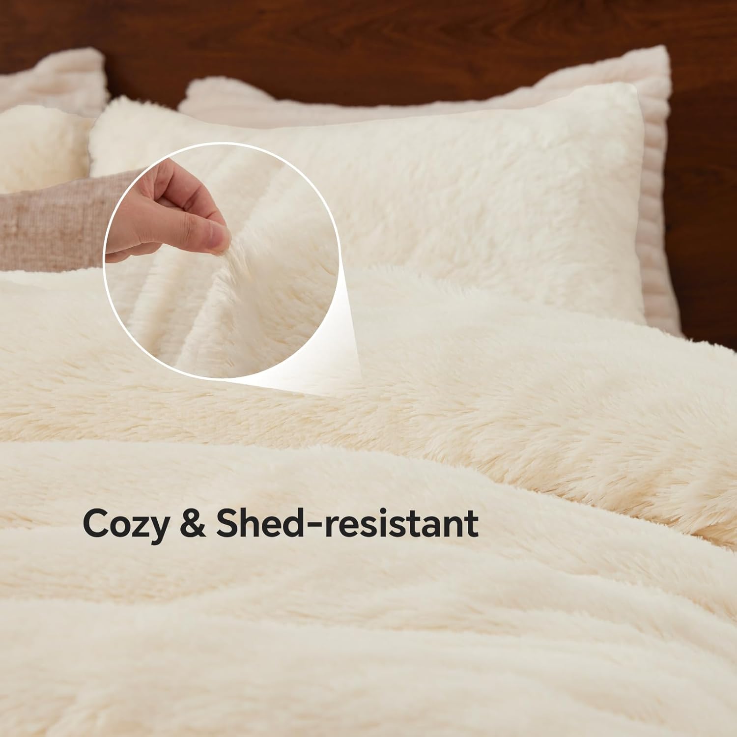 BEDELITE White Fluffy Comforter Set Queen Size, Fuzzy Faux Fur Comforter Bedding Set, Ultra Soft and Warm Winter Shaggy Bed Set (1 Comforter & 2 Pillowcases) as Gifts for Women - Image 4