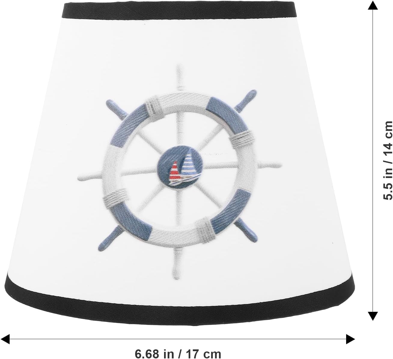 Angoily Fabric Lamp Shade, Barrel Light Cover, Nautical Wheel Pattern Lamp Shade, Chandelier, Cloth Lampshade, Light Bulb Guard Cage for Chandelier Bedside Table Floor Lamp - Image 3