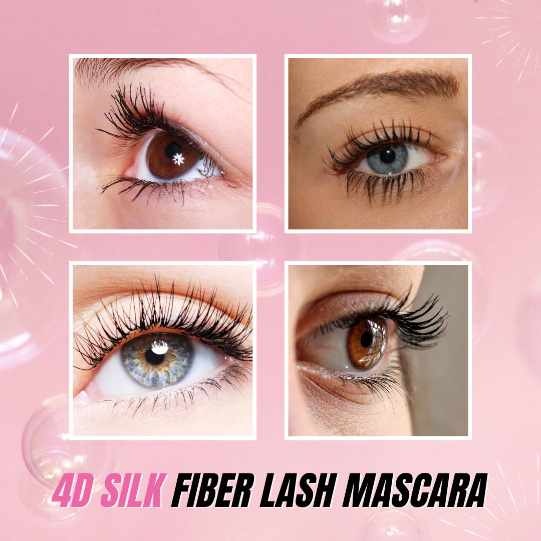 Silk Fiber Mascara 4D, Lengthening and Thickening, Volumizing, Long Lasting, Smudge-Proof, All Day Full, Long, Thick, Smudge-Proof Eyelashes - Image 4