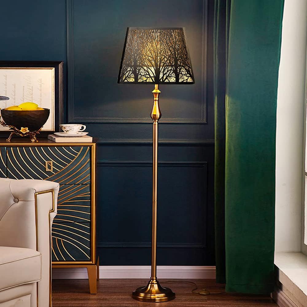 Medium Square Lamp Shades, ALUCSET Metal Lampshade with Pattern of Trees for Table Lamp and Floor Light, 9 x 12 x 8.8 Inch, Spider (Black/Gold) - Image 8