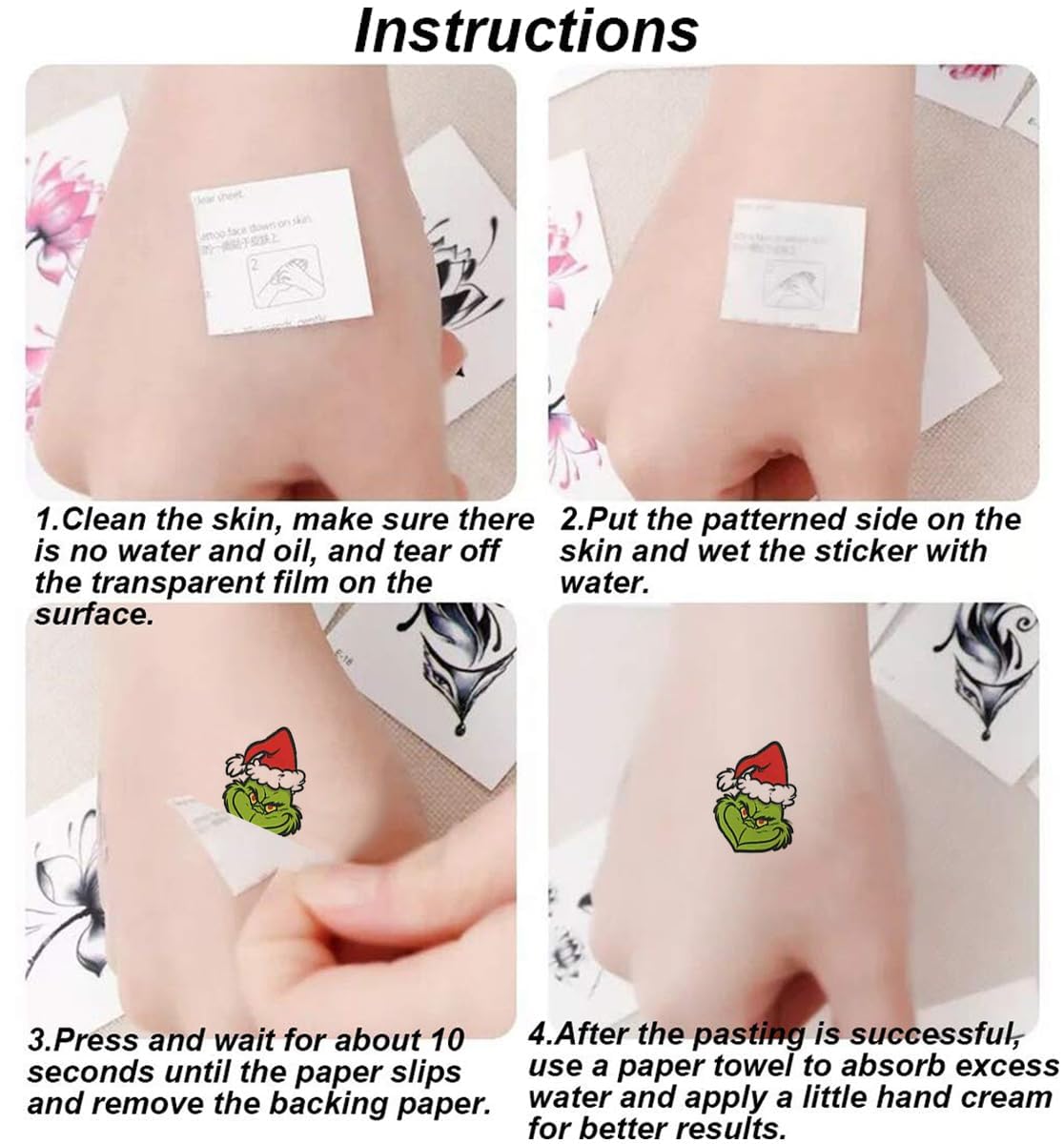 75Pcs Green Monster Temporary Tattoos,Christmas Birthday Party Supplies,Goodie Bag Stuffers,Christmas Decoration Gifts Xmas Party Favors for Kids - Image 6