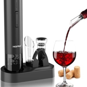 Electric Wine Opener Gift Set - Premium Wine Accessories with Wine Aerator, Vacuum Stopper, Foil Cutter and Gift Box - Ideal Christmas Gift for Wine Lovers and Special Celebrations