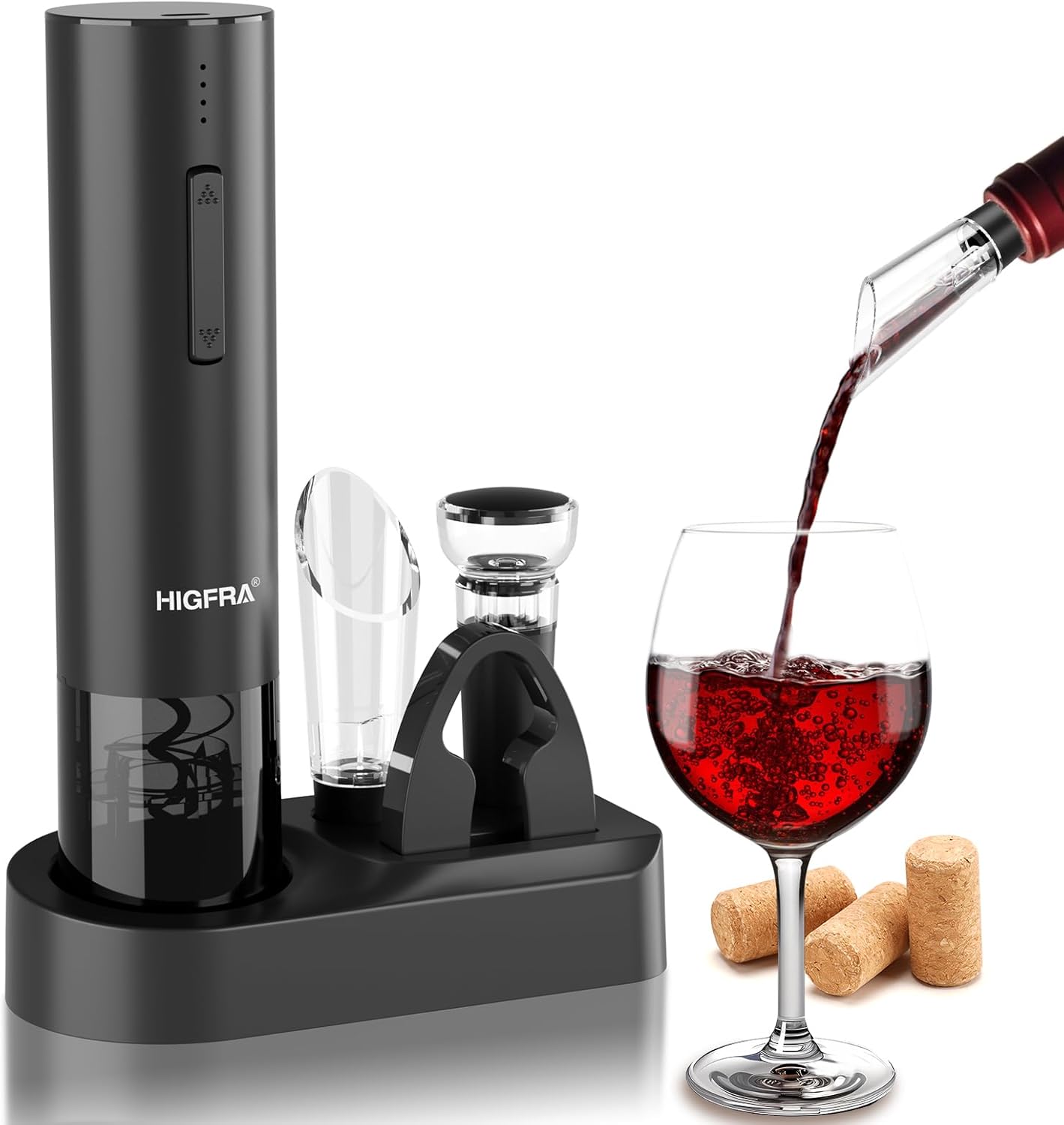 Electric Wine Opener Gift Set – Premium Wine Accessories with Wine Aerator, Vacuum Stopper, Foil Cutter and Gift Box – Ideal Christmas Gift for Wine Lovers and Special Celebrations