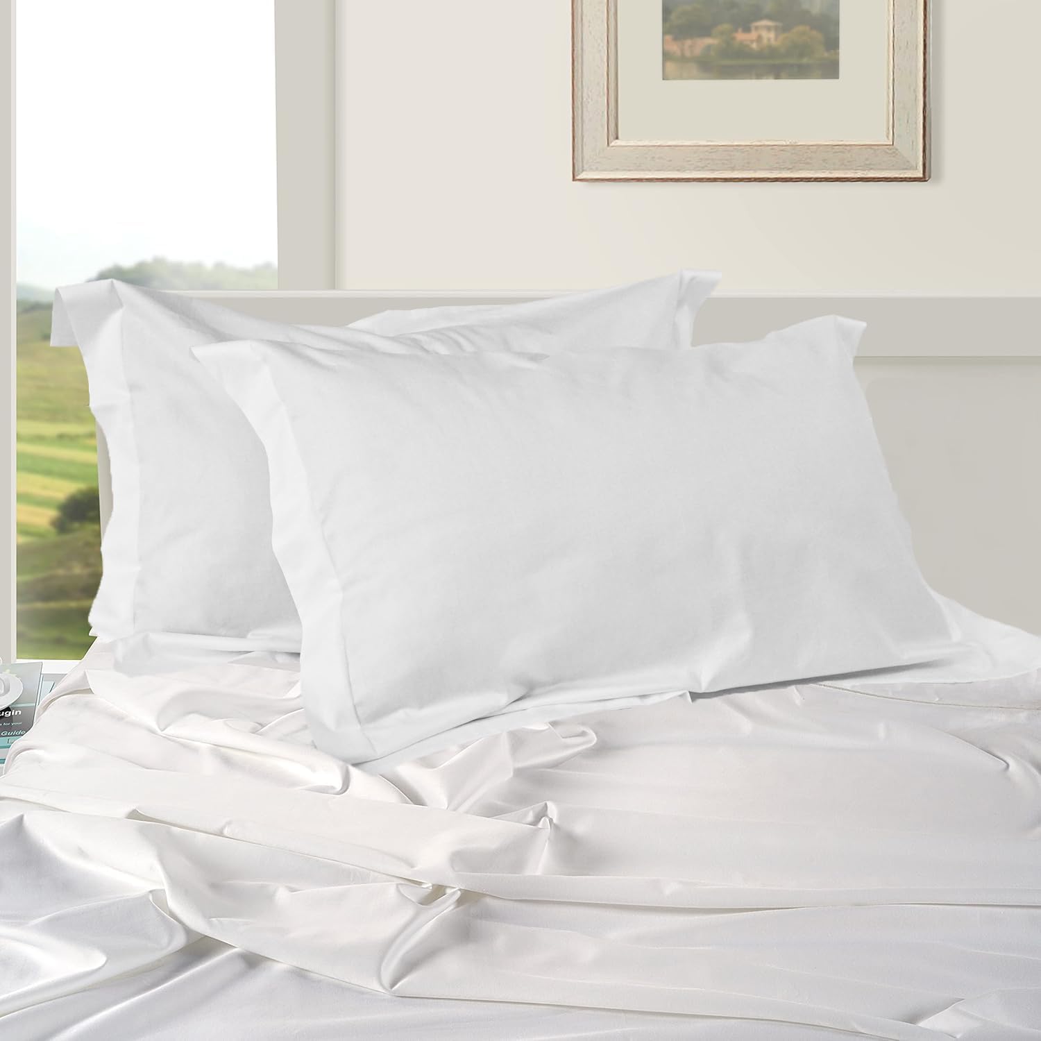 400 Thread Count, 100% Cotton, Envelope Pillowcase Set of 2 Pillow Covers, Breathable, Cooling, Soft for Quality Sleep (Colour Prime White, Standard(20 * 26)) - Image 7