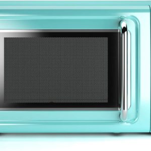 Retro Countertop Microwave Oven, Large 0.7Cu.ft, 700-Watt, Cold Rolled Steel Countertop with Time Setting, Glass Turntable Plate, Pre-Programmed Cooking Settings, LED Display, Child Lock (Green)