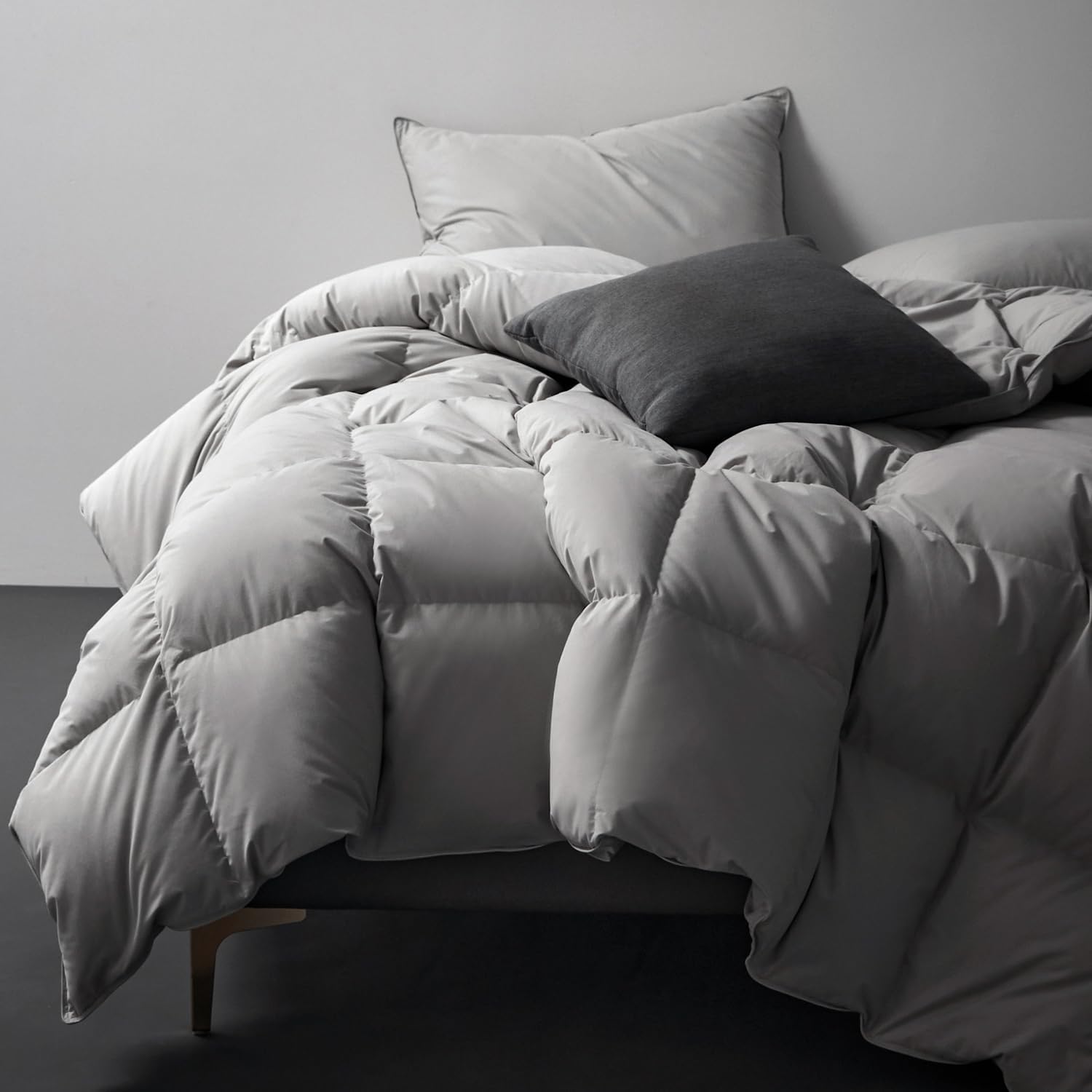 Royoliving Premium Feathers Down Comforter 100% Cotton Cover Duvet Insert with Corner Tabs (Grey, Queen All Season) - Image 7