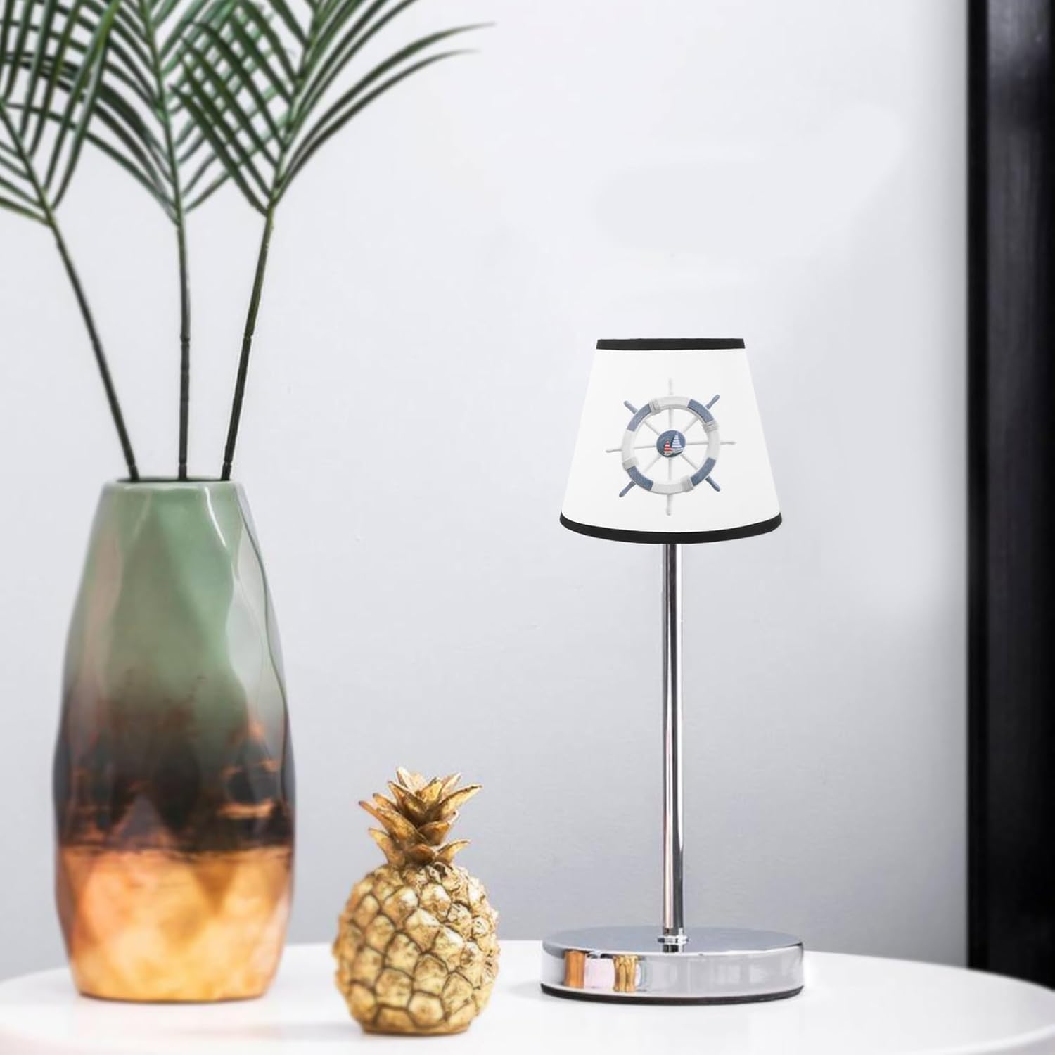 Angoily Fabric Lamp Shade, Barrel Light Cover, Nautical Wheel Pattern Lamp Shade, Chandelier, Cloth Lampshade, Light Bulb Guard Cage for Chandelier Bedside Table Floor Lamp - Image 5