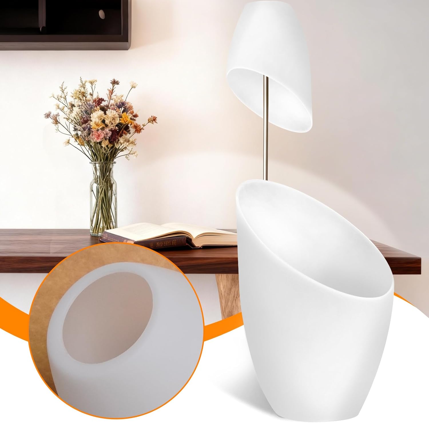 6 Pcs White Horseshoe Lamp Shades (U-Shade) with 1.57" Hole, PE Plastic Shade for Table Lamp & Pendant Light, Tool-Free Installation - Image 5