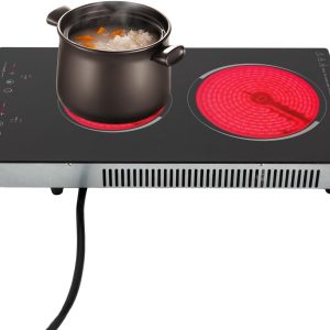 2 Burner Electric Cooktop, Ceramic Cooktops Touch Control with Intelligent Control 9 Heating Levels Various Protective Functions and LED Display Screen Built In Ceramic Cooktop for Kitchens Cabins Etc