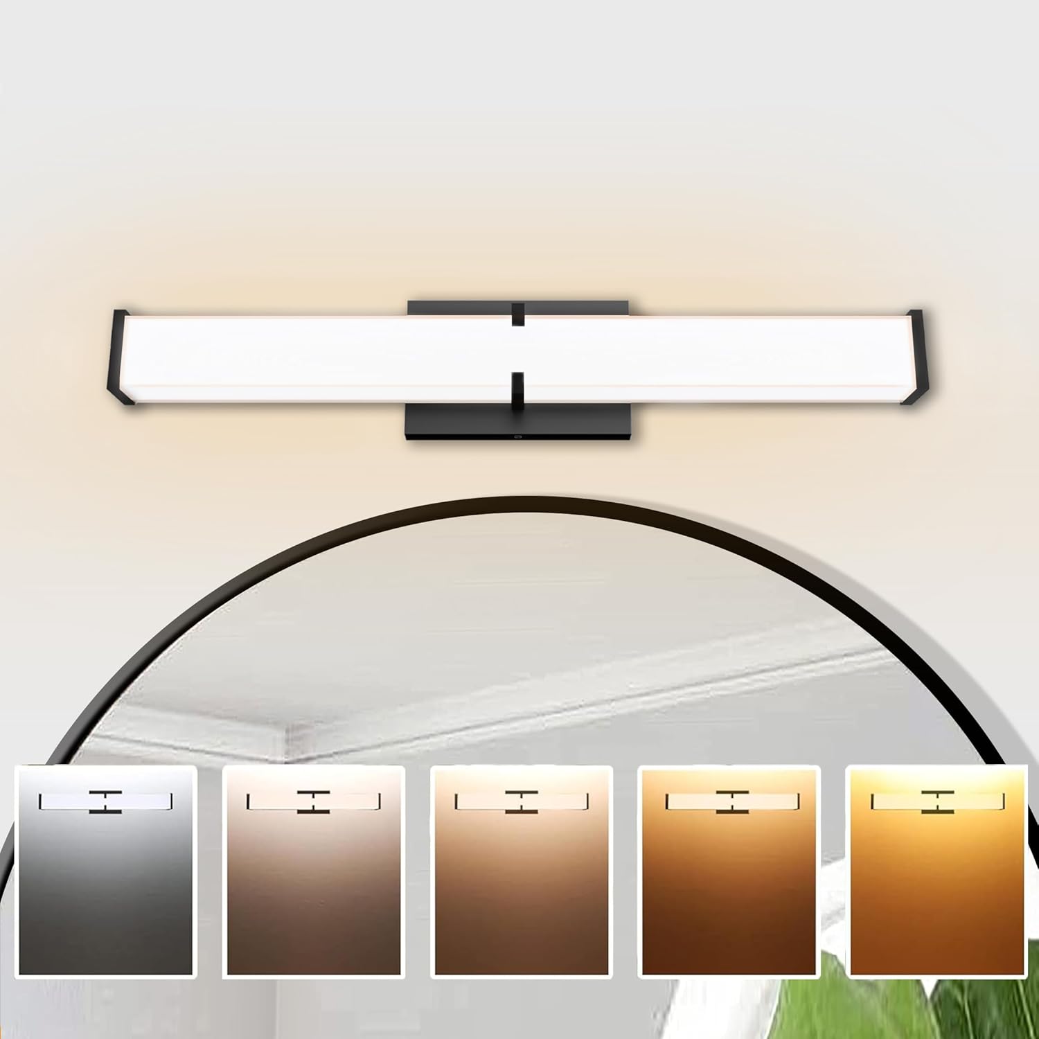 15.74Inch 2000LM Bathroom Light Fixtures 5CCT Optional, Black Modern LED Vanity Lights Clear Shade, Dimmable Bathroom Lighting Fixtures Over Mirror - ETL Listed - Image 7