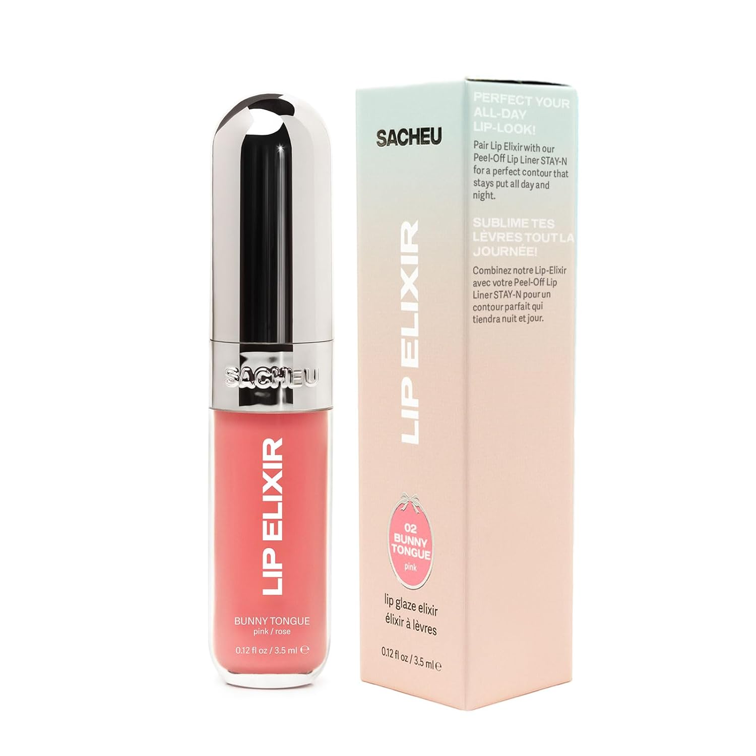 Sacheu Lip Elixir Nourishing and Hydrating Lipgloss — Moisturizing Plumping Lip Gloss Enriched with Collagen, Non-Sticky Lip Color Smooth High-Shine Finish, Vegan & Cruelty-Free, Bunny Tongue (Pink) - Image 8