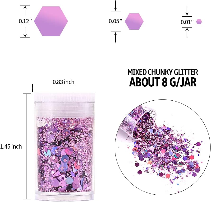 Chunky and Fine Glitter Mix, Estanoite 36 Colors Chunky Sequins & Fine Glitter Powder Mix, Cosmetic Makeup Flakes for Face Body Eye Nail Art Resin Epoxy - Image 3