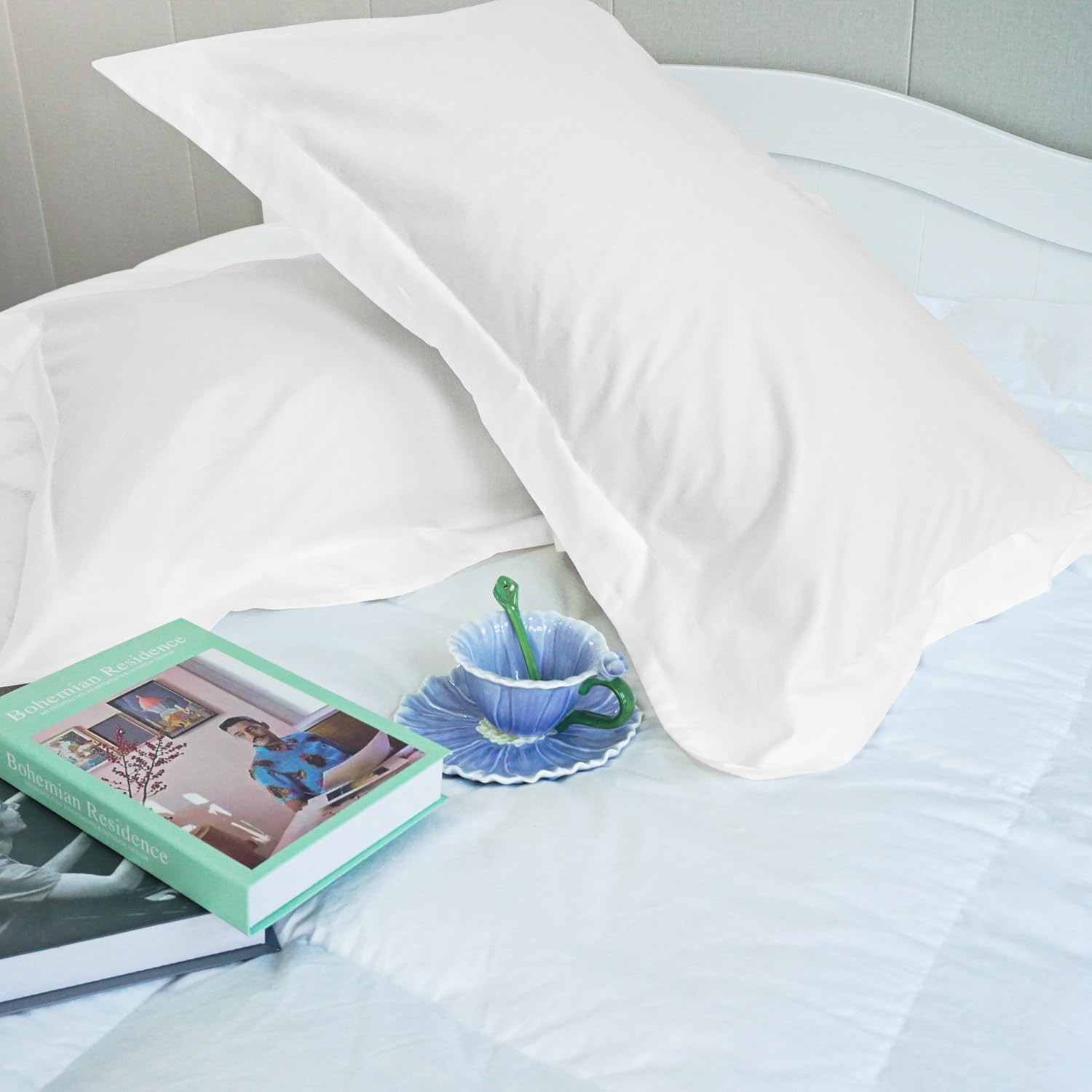 400 Thread Count, 100% Cotton, Envelope Pillowcase Set of 2 Pillow Covers, Breathable, Cooling, Soft for Quality Sleep (Colour Prime White, Standard(20 * 26)) - Image 3