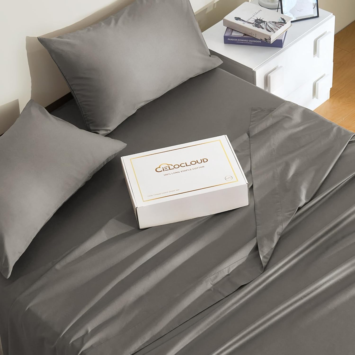 Queen Bed Sheets Set, 4PCS 100% Egyptian Long-Staple Cotton Bedding Sheets with Dual-Lock System, Luxury Soft and Comfort, 1000 Thread Count, Deep Pocket Fits 8" to 17" Mattress - Image 8